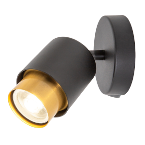 Modern Matte Black Spot Wall Light Fitting with Inner Gold Metal