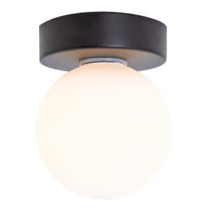 Modern Compact Bathroom Ceiling Light with Opal Glass Globe Shade