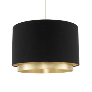 Designer Black Cotton Fabric Lamp Shade with Brushed Gold Metal Ring