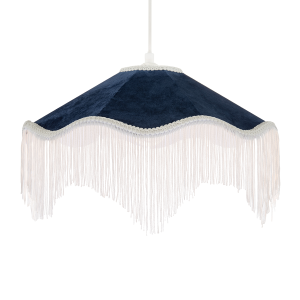 Ornate Victorian Shape Pendant Light Shade in Midnight Blue Velvet