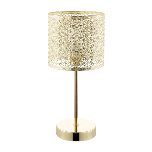 Classic Chic Moroccan Themed Shiny Gold Table Lamp with Inline Switch
