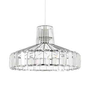 Modern Chrome Plated Easy Fit Pendant Shade with Clear Acrylic Prisms