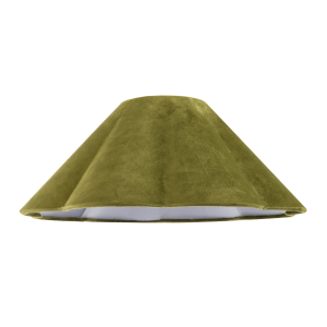 Olive Green Velvet Fabric Empire Lamp Shade with Elegant Scallop Edges
