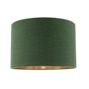 Modern Forest Green Cotton Lamp Shade with Brushed Gold Inner Lining