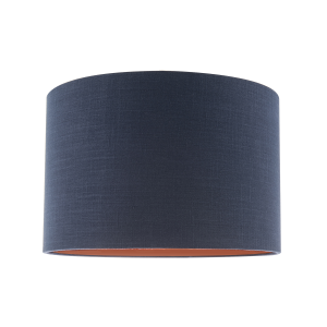 Modern Midnight Blue Cotton Lamp Shade with Brushed Gold Inner Lining