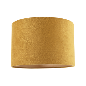 Contemporary Thin Lined Mustard Soft Velvet Fabric Round Lamp Shade