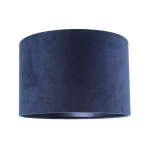 Contemporary Thin Lined Midnight Blue Velvet Fabric Round Lamp Shade