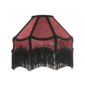 Vintage Victorian Style Lamp Shade in Burgundy with Black Tassels