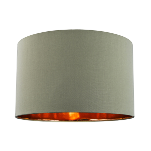 Olive Green Cotton 14" Table/Pendant Lampshade with Shiny Copper Inner