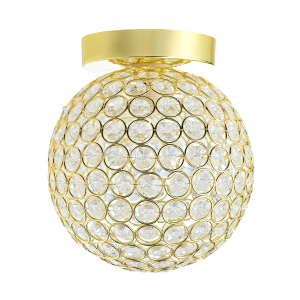 Modern Polished Gold and Beaded Glass IP44 Bathroom Ceiling Light