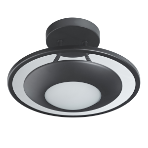 Modern Designer Semi Flush LED Ceiling Light Fitting in Matte Black