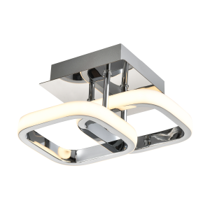 Contemporary Compact Double Head LED Chrome Ceiling Light Fitting