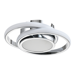Modern LED Ceiling Light with Chrome Rings and Central Downlighter