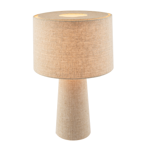 Modern Natural Oatmeal Linen Table Lamp with Fabric Shade and Base