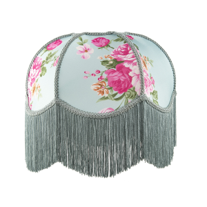Duck Egg and Pink Rose Victorian Lamp Shade with Embroidered Trims
