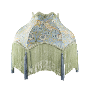 Vintage Victorian Shabby Chic Lamp Shade in Emerald Green and Blue