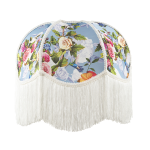 Victorian Empire Lamp Shade in Sky Blue with Colourful Floral Decor