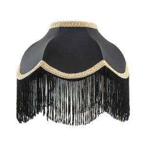 Victorian Designed Empire Lampshade in Black Faux Silk with Gold Trims