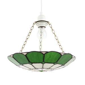 Dark Emerald Green and Opal White Tiffany Glass Pendant Lighting Shade