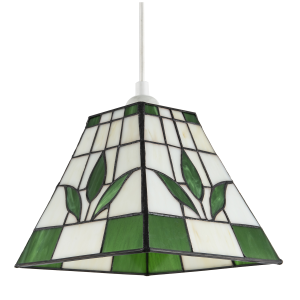 Square Green and Amber Stained Glass Tiffany Pendant Lighting Shade