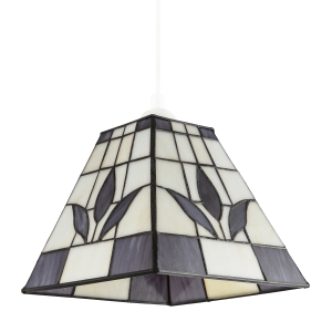 Square Purple and Amber Stained Glass Tiffany Pendant Lighting Shade