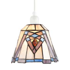 Art Deco Tiffany Glass Pendant Lighting Shade in Purple and Soft Pink