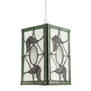 Traditional Lantern Tiffany Pendant Lighting Shade with Butterflies