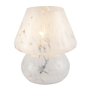 Modern Designer Mushroom Glass Table Lamp in White Snowflake Pattern
