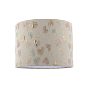 Feminine Pink Duck Egg and Shiny Gold Hearts Circular Lamp Shade