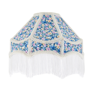 Classic Victorian Empire Lampshade in Multi Colour Cotton with Tassels