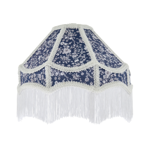 Classic Victorian Empire Lampshade in Navy Blue Cotton with Tassels