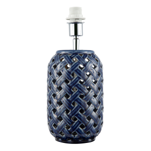 Lattice Design Ceramic Gloss Table Lamp in Brushed Midnight Blue