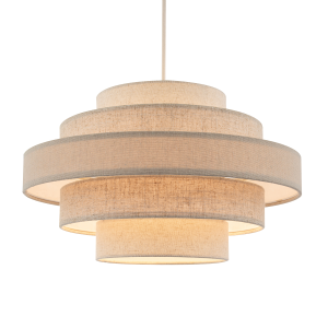 Five Tier Pendant Lighting Shade with Natural Oatmeal and Beige Linen
