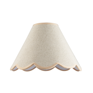 Scallop Edge Natural Textured Linen Coolie Lamp Shade with Pink Trims