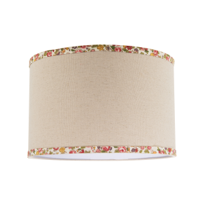Natural Oatmeal Linen Circular Lamp Shade with Colourful Floral Trims