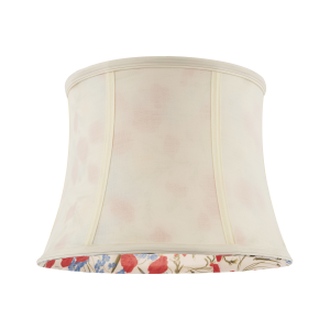Classic Curved Cream Cotton Drum Shade with Blue and Red Floral Inner