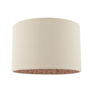 Cream Linen Lamp Shade with Inner Pink and Red Floral Fabric Lining