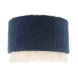 Midnight Blue Wool Lamp Shade with Ivory White Hanging Fabric Tassels