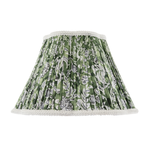 Emerald Green and White Floral Victorian Lamp Shade with Embroidery