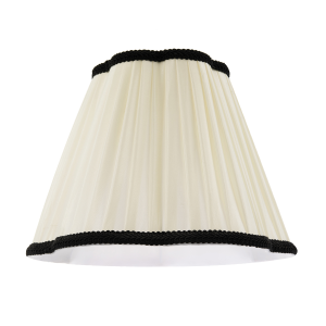 Ivory White Victorian Pleated Faux Silk Lamp Shade with Black Trims