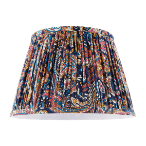 Colourful Pleated Cotton Fabric Lamp Shade with Ornate Floral Design