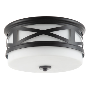 Vintage Classic Bathroom Flush Ceiling Light Fitting in Matte Black