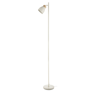 Muted Dove Grey Scandinavian Designed Floor Lamp with Wooden Trim