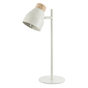 Muted Dove Grey Scandinavian Designed Table Desk Lamp with Wooden Trim