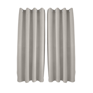 Taupe Grey Linen Blackout Eyelet Curtains - 46x63 Inch Drop - 2 Panel
