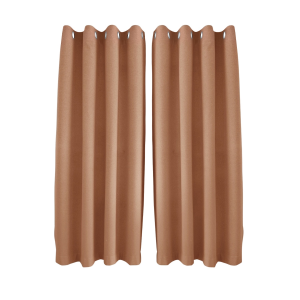 Mustard Orange Linen Blackout Curtains - 46x54 Inch Drop - 2 Panel