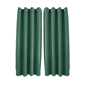 Emerald Green Linen Blackout Eyelet Curtains - 46x54 Inch Drop - Pair