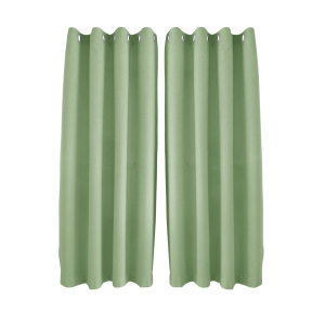 Olive Green Linen Blackout Eyelet Curtains - 46x63 Inch Drop - 2 Panel