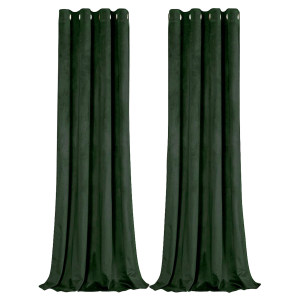 Forest Green Velvet Blackout Eyelet Curtains - 46x54 Inch Drop - Pair