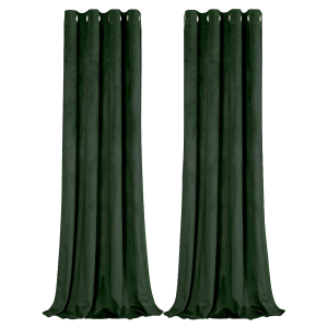 Forest Velvet Blackout Eyelet Curtains - 46x63 Inch Drop - 2 Panel